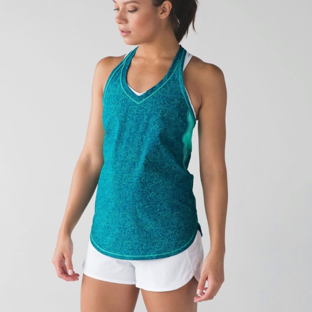 Lululemon Women's Fast Lane Singlet Manifesto Bali Breeze Tank Top Size 6